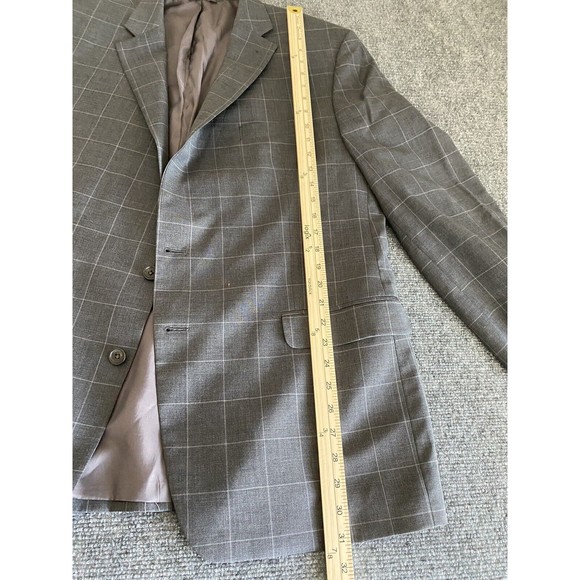 Lauren Ralph Lauren‎ Mens Blazer 42L Gray Windowpane Wool Jacket Career Office - Picture 5 of 10